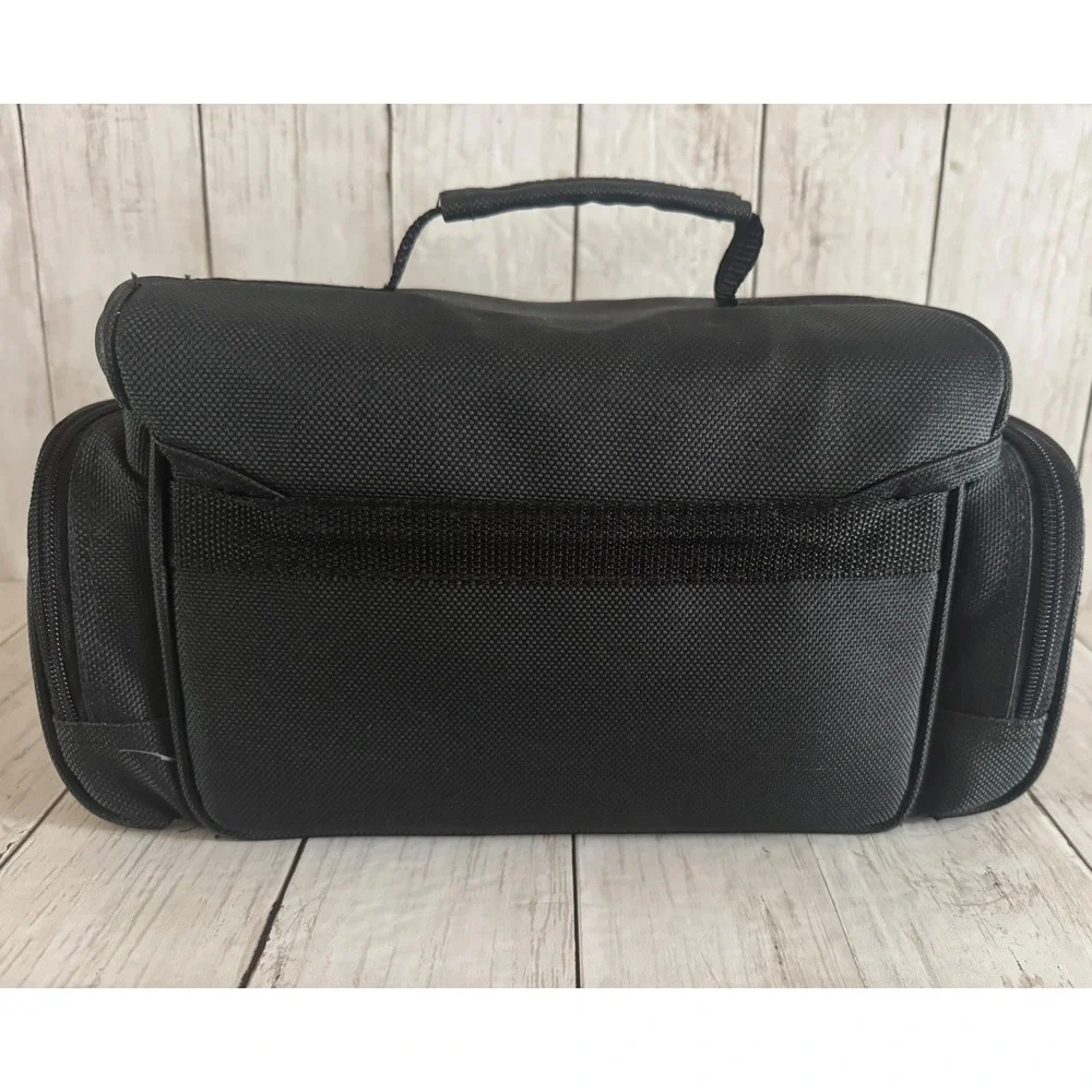 Black Ambico Padded Camera Bag Case with Buckle Closure and Multiple Pockets